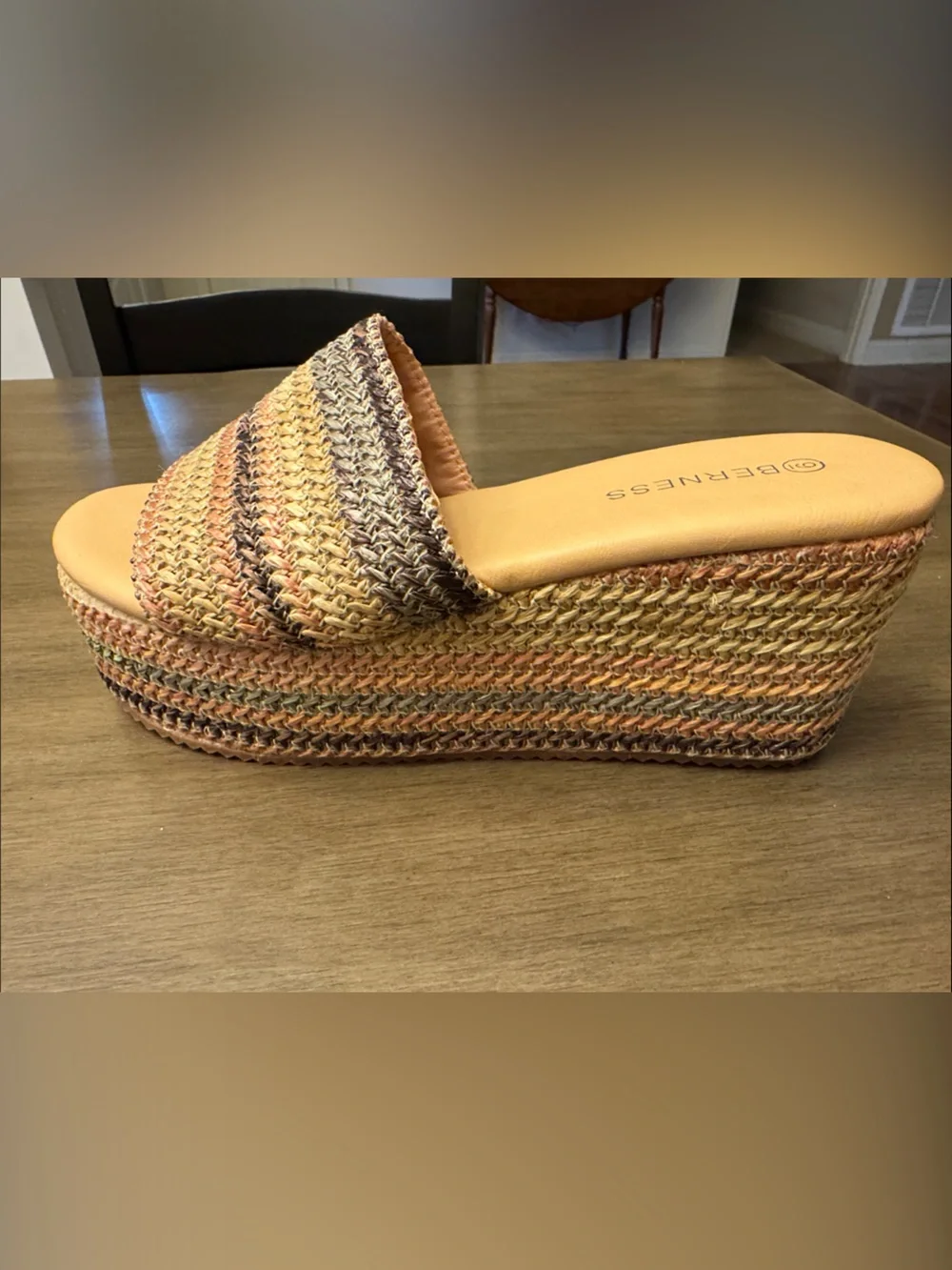 Platform Slide Sandals in Yellow and Tan by Berness